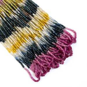 Perles Rondelles Multicolores en Saphir Facetté 3-3,5 MM, Perles de Saphir Naturel Arc-en-ciel, Fil de 16 Pouces, Prix de Gros - Product Image 3