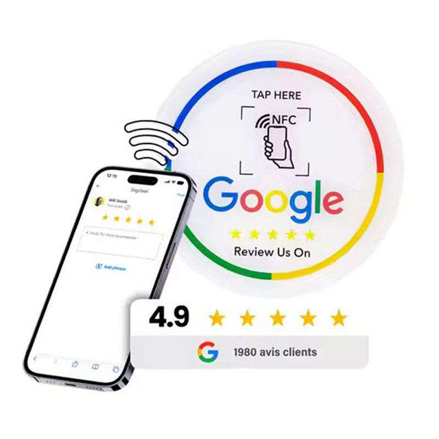 Google Review Self Adhesive PVC NFC RFID Contactless Mini Tag Card Custom Shape QR Code Feedback Sticker Business Hotel EM4305