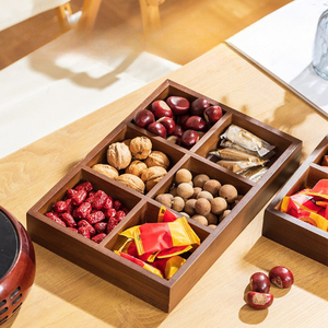 Plateau de service rectangulaire doré simple avec couvercle, design oriental, boîte à fruits secs en métal pour noix, bonbons, présentation décorative de table - Product Image 4