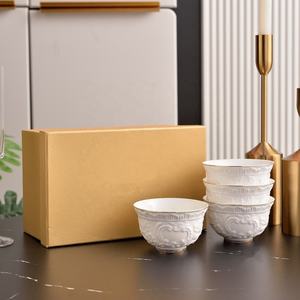 Juego de 4 Tazones de Porcelana China con Diseño de Plantas Blancas Europeas en Relieve, Ecológicos y Personalizados - Product Image 5