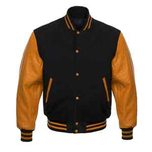Custom Men's Varsity <b>Jacket</b> Cheap Warm Wool Body <b>Leather</b> Sleeves With Hooded Collar Embroidery Decoration XL Size <b>Long</b> Clothing - Product Image 5