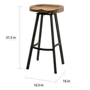 Sheeraz International Wood <b>Seat</b> Counter Stool Metal Bar Ottoman Round Seating for Kitchen Island Cafe - Product Image 6
