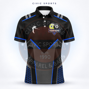 Camiseta de Polo Personalizada para Billar, Manga Corta, Negra, Sublimada, Deportiva, 100% Poliéster, Uniforme - Product Image 3