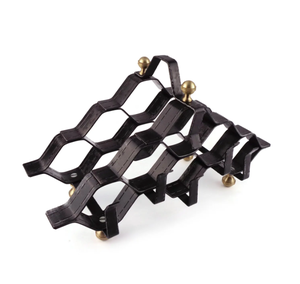 Estante para Vino de Hierro Forjado Vintage, Soporte Metálico Geométrico con Patas de Latón, Moderno Estante Hexagonal para Vino - Product Image 5