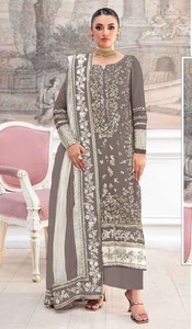 Ensemble de costume brodé pour femme avec dupatta, longueur ras du sol, style traditionnel indien pakistanais, pour mariage, coupe régulière, séchage rapide - Product Image 1