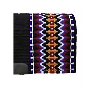 Tapis de selle Western violet, noir et blanc, géométrique, en mélange de laine, couverture de cheval profilée, équipement d'équitation tout-terrain - Product Image 3