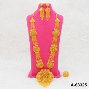 Ensemble de collier long plaqué or pour femmes, bijoux de mariage indiens A-63327 - Product Image 3