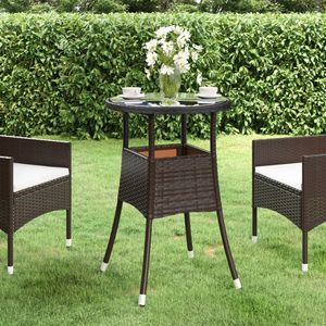 Tavolo da giardino marrone per esterni Ø23.6 "x29.5" con vetro temperato e Poly Rattan - Product Image 1
