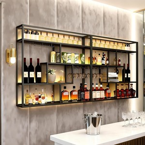 Walnut Wood Asymmetrical Wine Rack Floating <b>Shelf</b> with LED - Wholesale - Product Image 3