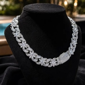 Indian Manufactured Luxury Moissanite Diamond Cuban Link Chain Hip Hop Necklace Iced Out Bling Jewelry for Men for Sale - Product Image 2