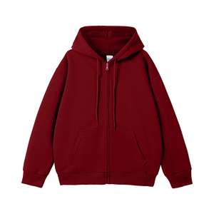 Comfortable Thick Cotton Blend <b>Zip</b> Hoodie Men Soft Touch Base Layer Full <b>Fastener</b> Long Sleeve Hooded Top - Product Image 2