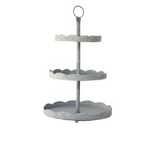 Support à gâteau en métal galvanisé à 3 niveaux, plateau de présentation de desserts rond réutilisable pour mariage, support de service pour cupcakes et pâtisseries, nouveau design - Product Image 3