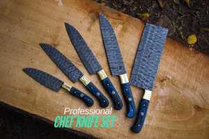 Cuchillo de Cocina de Acero de Damasco SHARP POINT TRADES, Hoja de 8 Pulgadas con Punta Caída, Mango de Madera, Borde Recto, 2 Piezas, Grado Industrial - Product Image 2