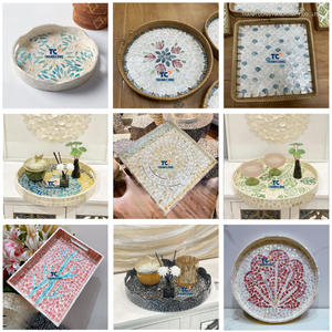 Plateau en nacre de qualité supérieure, exporté directement de l'usine Thanh Cong Craft, fabriqué au Vietnam, décoration en coquillage, plateau de service - Product Image 1