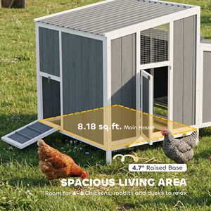 Gallinero de Madera para Exteriores con Nido, Bandeja Extraíble y Techo Resistente a la Intemperie para 4-6 Gallinas, Disponible en Estado Nuevo y Usado - Product Image 3