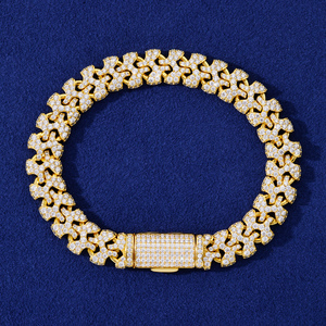 Pulsera de eslabones de plata 925 con moissanita y diamantes para hombre, estilo cubano, joyería de lujo, pulsera llamativa de hip hop - Product Image 3