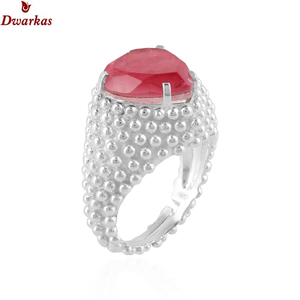 Anillos hechos a mano con piedras preciosas de alta calidad, plata de ley 925, turmalina rosa doble, cuarzo, textura de piedra preciosa, anillo con forma de corazón. - Product Image 2
