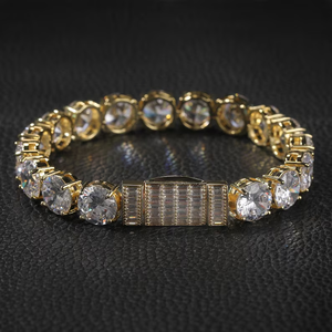 Bracelet tennis pour homme AMBER JEWELS plaqué or 18 carats, style hip-hop, moissanite, certifié IGI, sertissage à griffes géométriques - Product Image 4