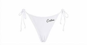 Conjunto de Bikini Triangular Personalizado con Logotipo para Mujer, Traje de Baño de Dos Piezas con Cuello Halter y Lazos Laterales, Traje de Baño Blanco, Ropa de Playa Moderna - Product Image 3