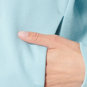 Custom Women Light Blue <b>Zip</b> <b>Up</b> Hoodie <b>Cropped</b> Drop Shoulder Oversized Athletic Casual Blank Jacket Sweatshirt - Product Image 5