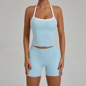 Female Gym Clothing <b>Set</b> Quick Dry Sports Crop Top With Comfortable Workout Shorts For Fitness Yoga And Running Wear - Product Image 1