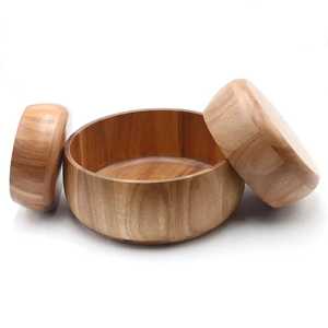 Modern Straight Edge Solid Wood Salad Bowl Flat Bottom Wooden Fruit Serving Basin Minimalist Kitchenware - Product Image 4