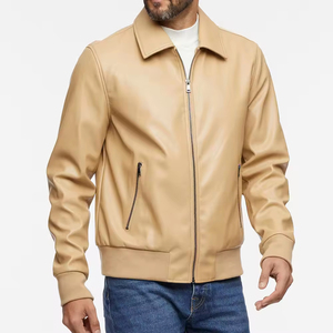 Men's PU <b>Leather</b> Stand Collar Slim Fit Breathable Windproof Eco-Friendly Casual Fashion Jacket Front High Street Style Winter - Product Image 1