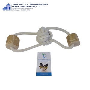 Ensemble de jouets à mâcher pour chien en bois naturel Thanh Tung Thinh avec nœuds en corde, forme rectangulaire, bâton à mâcher durable pour animaux de compagnie, style simple - Product Image 3