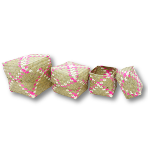 Eco Friendly Decorative Square <b>Straw</b> Storage <b>Basket</b> Set Dustproof Container with Lid - Product Image 2
