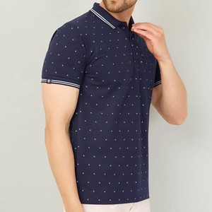 Polo de Manga Corta para Hombre, Azul Marino con Estampado de Puntos, Algodón Oxford, Informal, Transpirable, Corte Regular, Personalizable, Venta al Por Mayor, OEM - Product Image 4