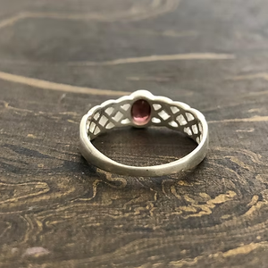 <b>Garnet</b> <b>Ring</b> 925 Silver Oval Red Gem Celtic Knot Band Vintage Style January Birthstone Wholesale Customization - Product Image 5