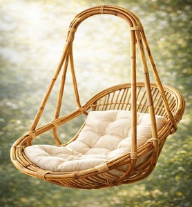Wholesale Customized Weather Wicker <b>Egg</b> Farmhouse Hanging Chair Outdoor Swing <b>Seat</b> Non-Waterproof Cushion Rustic Patio Furniture - Product Image 1