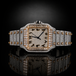 Reloj de Lujo para Hombre con Diamantes Moissanite, Cuarzo, Correa de Acero Inoxidable, Esfera Analógica, Visualización de Fecha y Cierre Plegable - Product Image 1