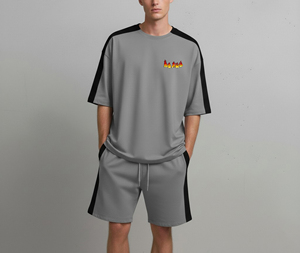 เสื้อยืดและกางเกงขาสั้นชุดเซ็ตสำหรับผู้ชายรุ่นใหม่ล่าสุด น้ำหนัก 250 กรัม ทรงหลวมไหล่ตก ใส่สบาย ไซส์ใหญ่ ชุดลำลอง ชุดวอร์ม - Product Image 5