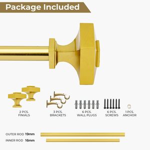 Classic Gold <b>Curtain</b> Pole <b>Finial</b> Rectangle Shape Anti Rust Metal Finish Traditional Style Decorative End Cap - Product Image 5