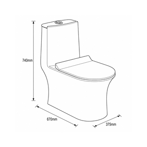 WC monobloc à cuvette allongée, siphon en S, double chasse, à poser au sol, en céramique, design contemporain, espacement 380 mm, pour salle de bain, facile à nettoyer - Product Image 2