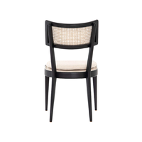 Chaise de jardin en bois de style mid-century avec dossier en rotin et assise rembourrée, chaise d'appoint de style antique pour la maison et l'hôtel