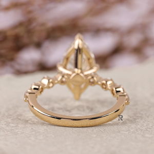 แหวนหมั้นและแต่งงานสำหรับผู้หญิง Vivian Marquise Unique ทอง 10K 14K 18K เพชร 1 กะรัต 2 กะรัต 3 กะรัต 4 กะรัต 5 กะรัต IGI สี D ระดับความสะอาด VS1 เพชรเพาะเลี้ยง - Product Image 4