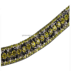 Diamantes de imitación de cristales multicolores personalizados, forma de onda profunda decorativa, banda de ceja de caballo de cuero genuino en tamaños de mazorca completos - Product Image 6