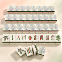 Jeu de Mahjong américain personnalisé à effet coquille irisée, tuiles de Mahjong en acrylique premium à 4 couches, design à bords rose et vert, 160 pièces