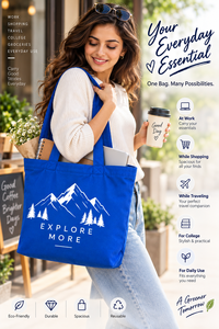 <b>Blue</b> Reusable Canvas Large <b>Tote</b> <b>Bag</b> Custom Logo Shopping Vest Handle for Supermarket Grocery Retail Wedding Wine - Product Image 6