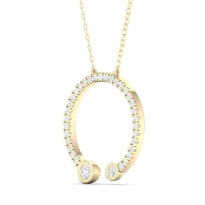 Colgante de Círculo Abierto con Diamante Cultivado en Laboratorio, Doble Bisel, Oro 10K/14K/18K, Plata 925/935, Joyería de Lujo, Chapado en Rodio - Product Image 2