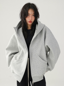 CAULT ARRAY Automne/Hiver Style rétro américain Silhouette haut de gamme Sweat-shirt à capuche épaissi 100% coton pour femmes - Product Image 1