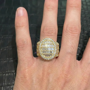 Luxury Iced Out Oval Shape VVS Moissanite Diamond <b>Ring</b> Hip Hop <b>Statement</b> <b>Ring</b> For Men 925 <b>Silver</b> Bling Fashion <b>RIng</b> - Product Image 6