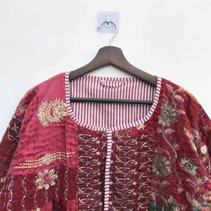 Handmade Floral Embroidered <b>Kantha</b> <b>Jacket</b> for Women Japanese Style Winter Coat Cotton <b>Kantha</b> <b>Jacket</b> <b>Kantha</b> <b>Jacket</b> - Product Image 3