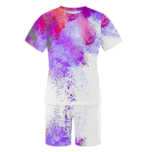 ราคาขายส่ง เสื้อยืดแขนสั้นและกางเกงขาสั้นชุดเซ็ตสำหรับผู้ชาย ดีไซน์ใหม่สำหรับฤดูร้อน สวมใส่สบาย เอวยางยืด ความยาวระดับเข่า ลายพิมพ์แบบซับลิเมชั่น - Product Image 2