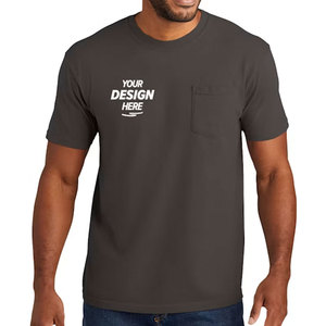 T-shirt léger en coton biologique pour homme avec étiquette personnalisée, respirant, à manches courtes, uni, streetwear, avec poche poitrine - Product Image 1