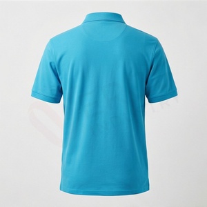Men's <b>Turquoise</b> Short Sleeve 100% Polyester Pique for <b>Shirt</b> Casual Breathable Regular Fit Solid Knitted Design Customizable - Product Image 2