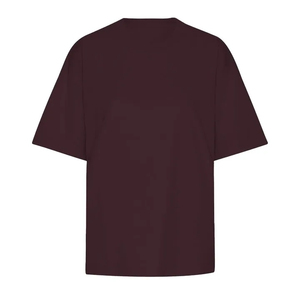 เสื้อยืดคอกลมโอเวอร์ไซส์สำหรับผู้หญิง สีพื้น แขนสั้น ทรงหลวม ผ้าคอตตอนเจอร์ซีย์ ระบายอากาศได้ดี ใส่ได้ทุกฤดู สไตล์ลำลอง - Product Image 4
