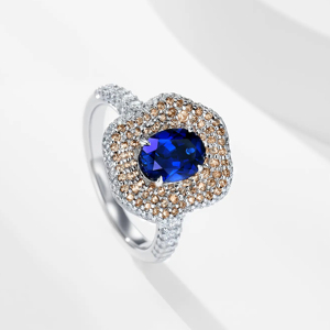 Anillo de Compromiso de Lujo para Mujer, Oro de 18K con Zafiro, Corte Ovalado, Joyería Fina - Product Image 3